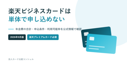 楽天ビジネスカードは単体で申し込めないというタイトルのアイキャッチ画像。2枚のカードを重ねたイラストを添えている