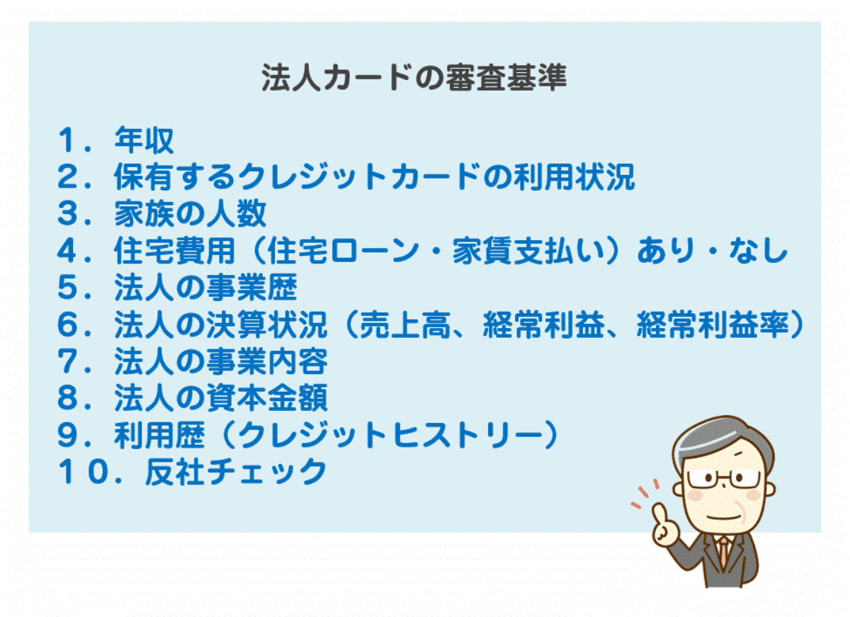 法人カードの審査基準10選。審査の甘い法人カードと審査のない法人カードを徹底解説 | 法人カード比較コンシェル